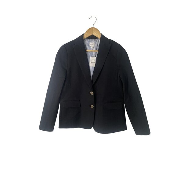 J.Crew Blazer Womens 2 Black Two Button Stretch Lined Tailored Suit Jacket BP095 - Picture 3 of 12